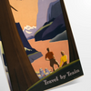 Illustration of the Pacific Northwest landscape with green forests and mountains - as a rolled, unframed print