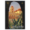 Illustration of Palermo, Italy with green and gray tones - in a black frame