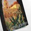 Illustration of Palermo, Italy with green and gray tones - as a rolled, unframed print