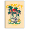Vintage travel poster of Palm Beach, Miami with retro design and blue-orange colors - in a black frame