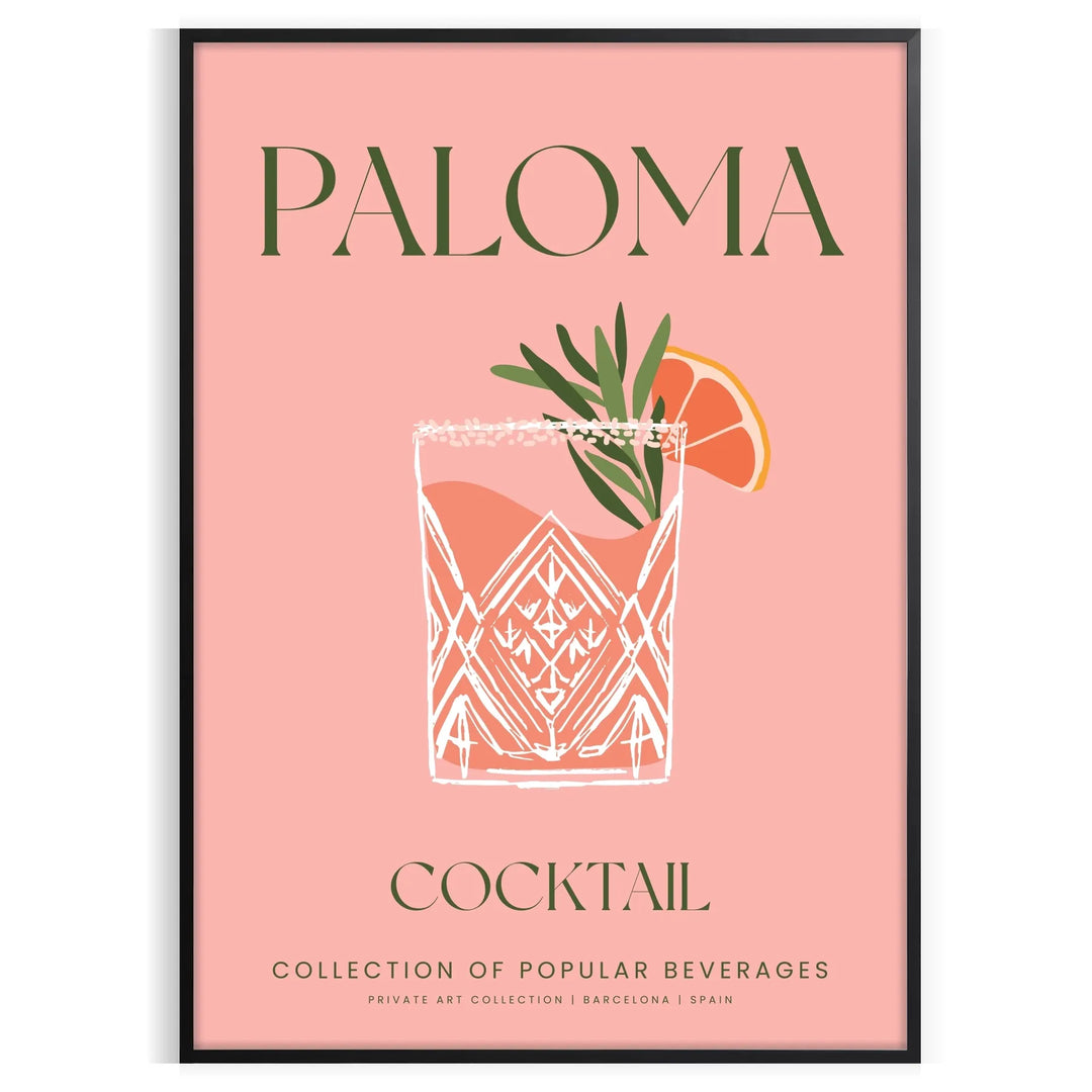 Illustration of a Paloma cocktail with earthy brown and green tones