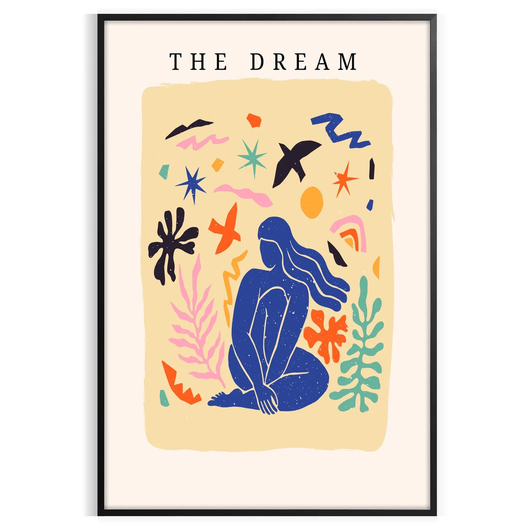 Abstract paper-cut design featuring layered orange and blue shapes