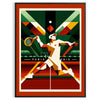 Retro illustration of tennis players in Paris with the Eiffel Tower - in a black frame