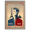 Stylized football match poster featuring Paris, Milan, and Munich on May 31, 2025