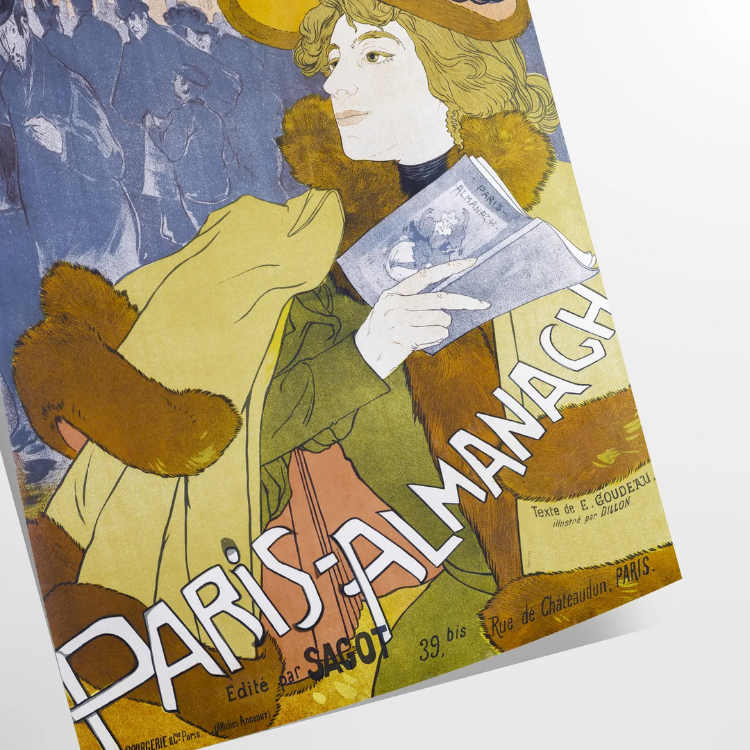 Vintage illustration of Paris with black and blue tones - as a rolled, unframed print