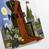 Retro travel poster featuring the Eiffel Tower and a TWA airplane - as a rolled, unframed print