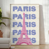 Stylized illustration of Paris with green and white tones - in a bright minimalist room with a plant and an armchair