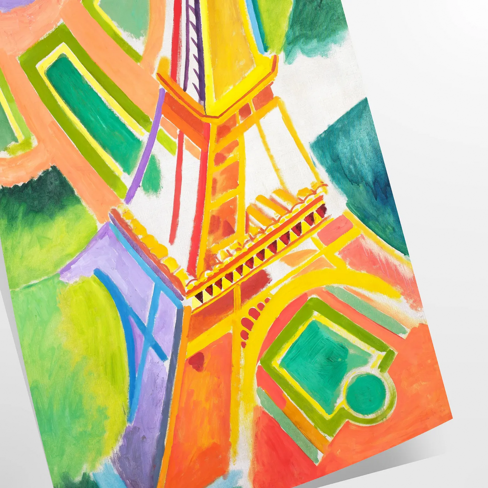 Graphic illustration of Paris with orange and blue tones