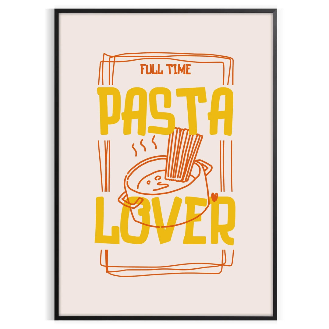 A colorful illustration of pasta shapes in warm brown and orange tones