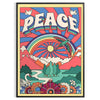 Abstract design featuring swirling blue and purple shapes with a groovy style - in a black frame