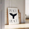 Abstract representation of peace with gray and black tones - leaning on a herringbone floor against a white panelled wall