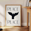 Abstract representation of peace with gray and black tones - beside a round wooden side table with books