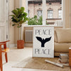 Abstract representation of peace with gray and black tones - in a Parisian living room with a sofa and a fig plant