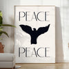 Abstract representation of peace with gray and black tones - in a bright minimalist room with a plant and an armchair