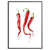 A colorful pepper illustration with rich brown and green tones - in a black frame