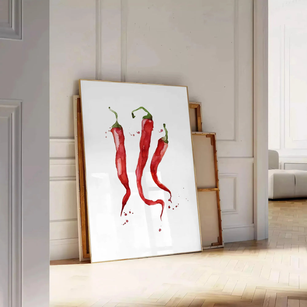 A colorful pepper illustration with rich brown and green tones