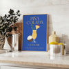 A colorful illustration of a Pina Colada cocktail with tropical elements - styled on a counter with eucalyptus and a bowl of lemons