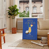 A colorful illustration of a Pina Colada cocktail with tropical elements - in a Parisian living room with a sofa and a fig plant