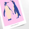 Une illustration minimaliste d'un pingouin dans des nuances de gris et d'orange - en tirage roulé, sans cadre