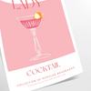 Kolorowa ilustracja koktajlu Pink Lady w odcieniach pomarańczowym i różowym