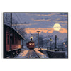 pixel art depiction of a starry night sky with gray and blue tones - in a black frame