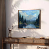 Pixel art design featuring a blend of black and blue hues - styled on a counter with eucalyptus and a bowl of lemons