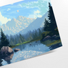 Pixel art design featuring a blend of black and blue hues - as a rolled, unframed print