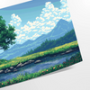 Pixel art depiction of a colorful cosmic scene with green and blue hues - as a rolled, unframed print