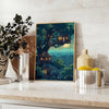 Colorful pixel art depicting a cosmic scene with green and gray tones - styled on a counter with eucalyptus and a bowl of lemons
