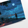 Pixel art depiction of a vibrant green and blue landscape - as a rolled, unframed print
