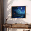 Colorful pixel art depicting a cosmic scene with stars and planets - styled on a counter with eucalyptus and a bowl of lemons