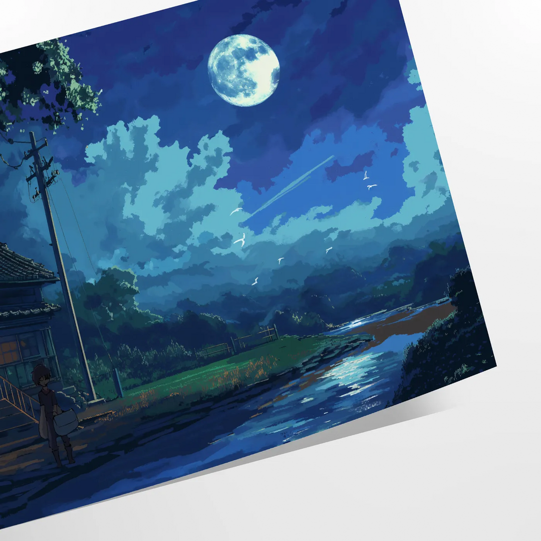 Colorful pixel art depicting a cosmic scene with stars and planets - as a rolled, unframed print