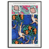 Botanical illustration featuring orange and blue plants by EA Séguy - in a black frame
