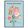 A lush green plant illustration with blue accents against a light background - in a black frame