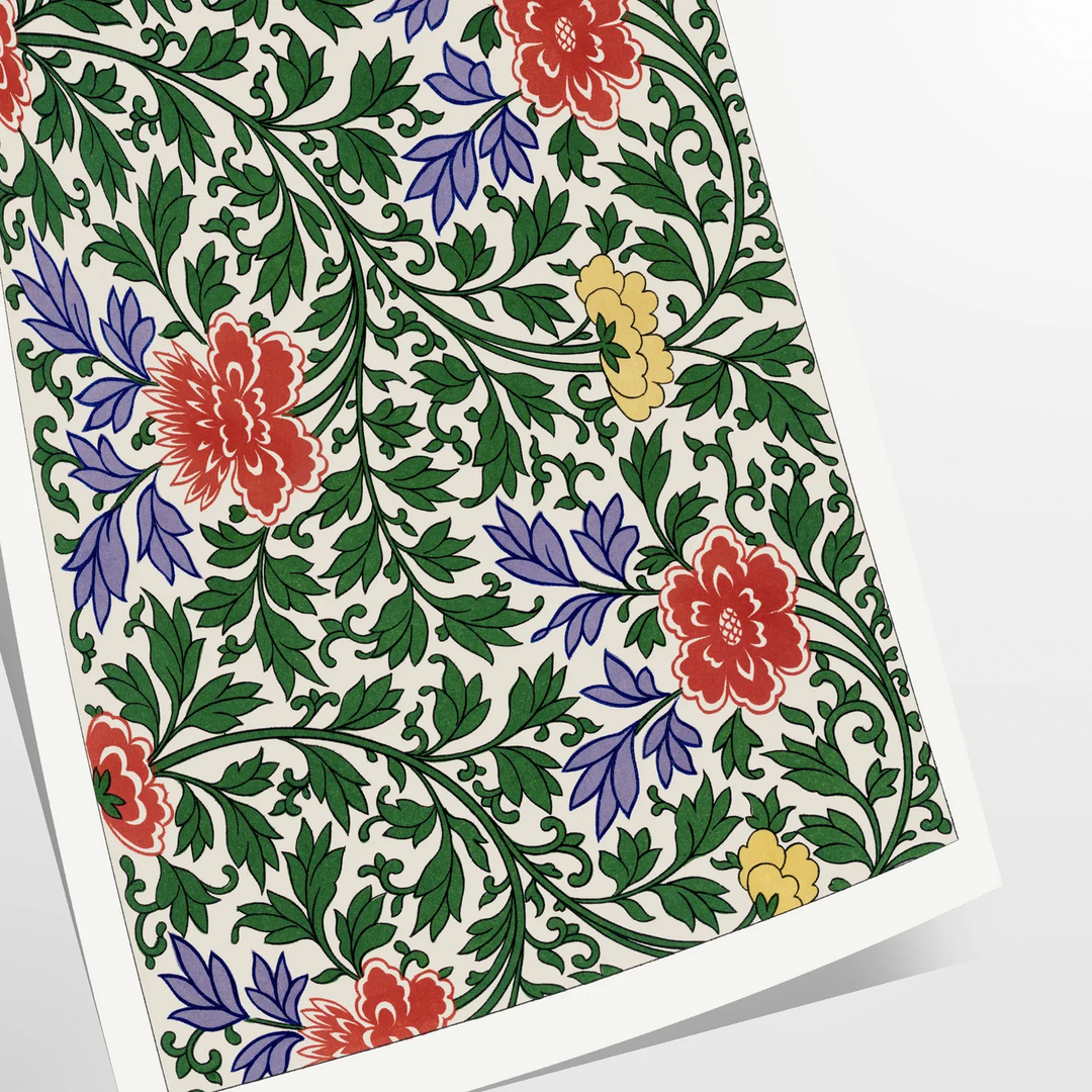 Illustrazione di pianta verde lussureggiante con accenti arancioni caldi