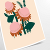 Illustration de plante luxuriante verte avec des accents orange sur un fond sombre