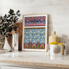 A stylized illustration of a plant with gray and blue hues - styled on a counter with eucalyptus and a bowl of lemons