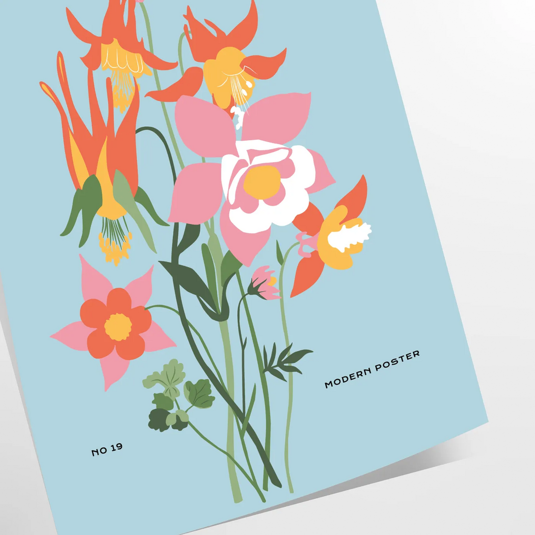 A lush green plant illustration with blue accents against a light background