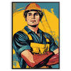 Colorful pop art design featuring a burst of green and yellow tones - in a black frame