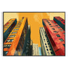 Bold black and orange pop art design featuring abstract shapes - in a black frame