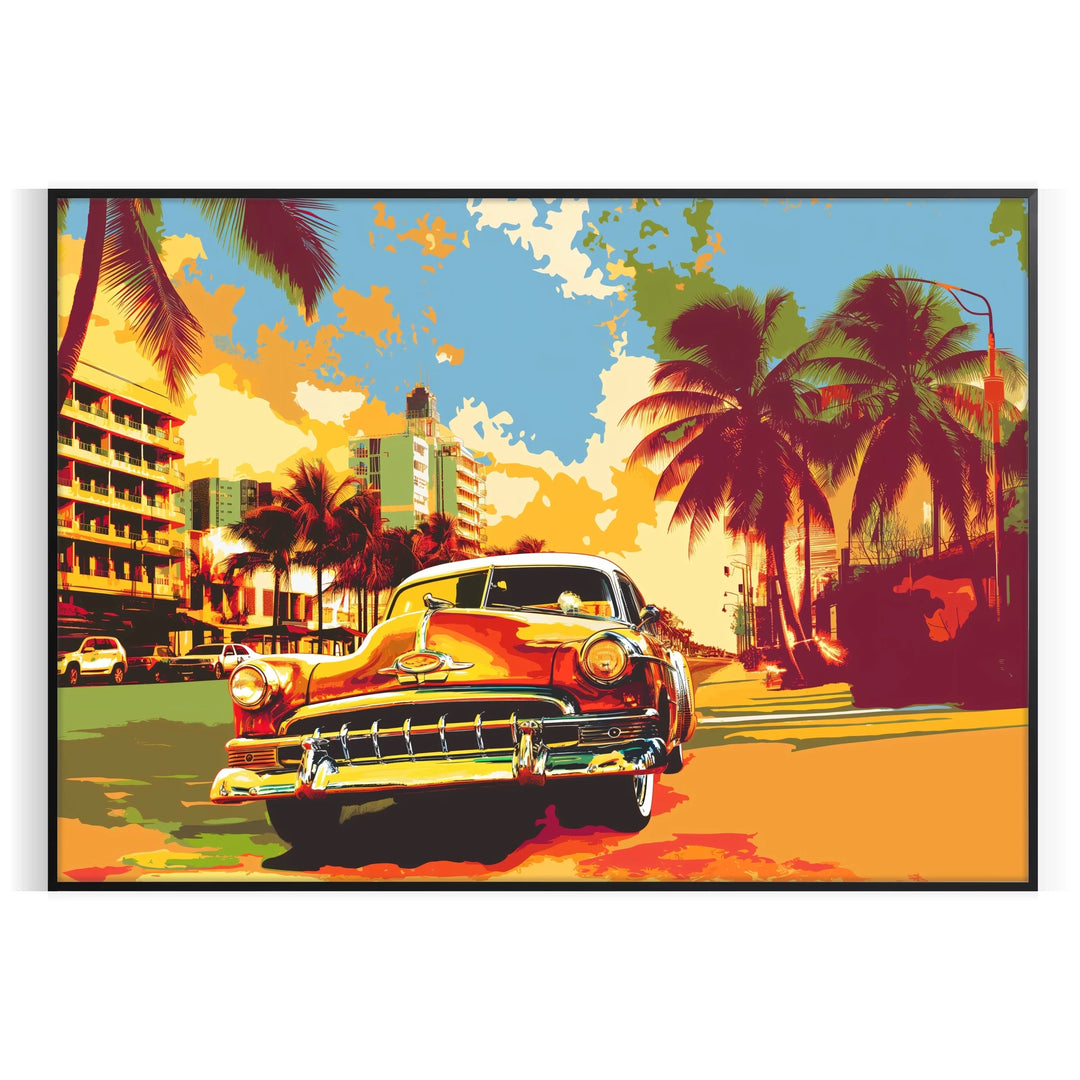 Bold pop art design featuring striking black and orange colors