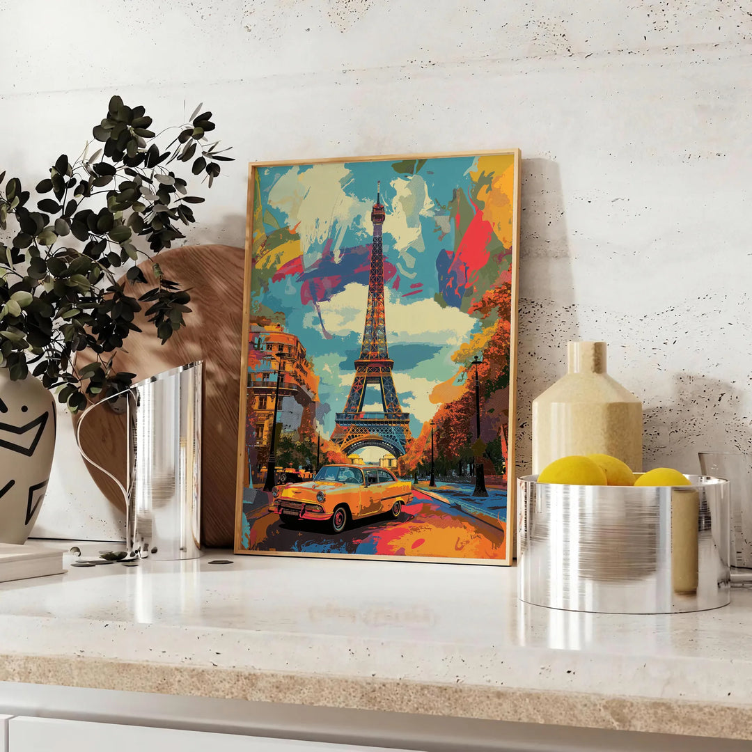 Colorful pop art design featuring bold green and yellow elements - styled on a counter with eucalyptus and a bowl of lemons