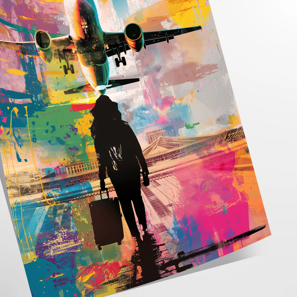 Bold pop art poster featuring abstract shapes in green and blue tones