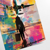Bold pop art poster featuring abstract shapes in green and blue tones - as a rolled, unframed print