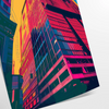 Dynamic pop art design with orange and blue hues, featuring abstract shapes - as a rolled, unframed print