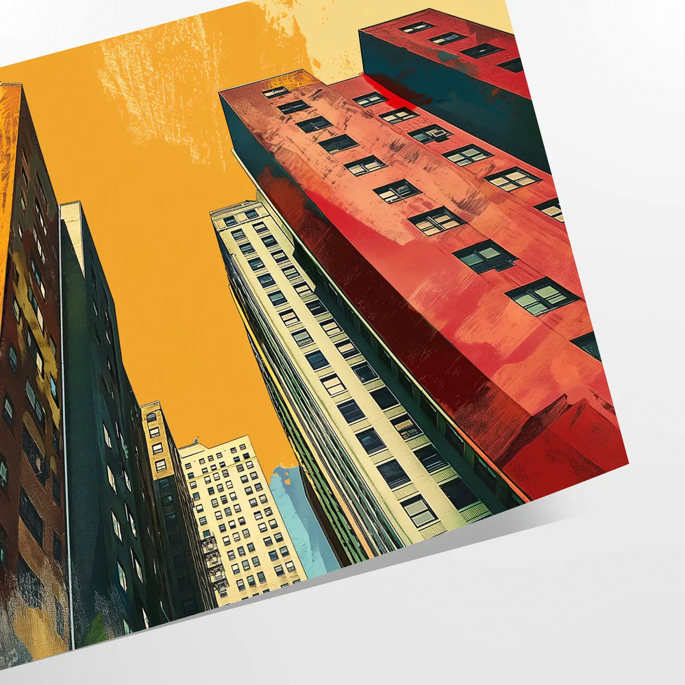 Bold black and orange pop art design featuring abstract shapes
