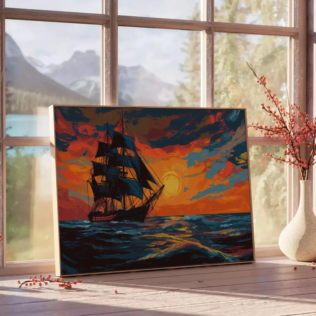 Design de arte pop colorido com tons vibrantes de verde e laranja - ao lado de uma mesa de apoio redonda em madeira com livros