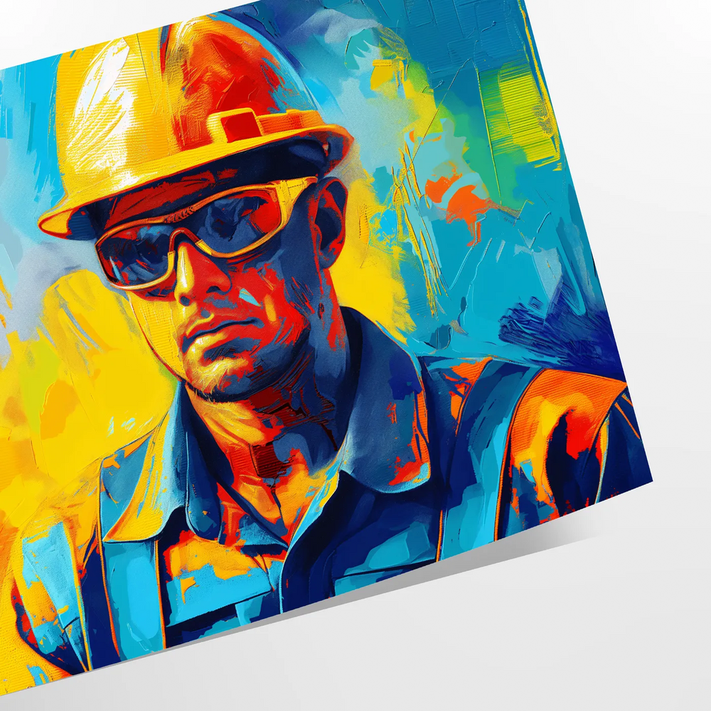 Colorful pop art design with bold orange and blue elements