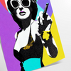 A stylized portrait of a woman with bold orange and purple colors - as a rolled, unframed print