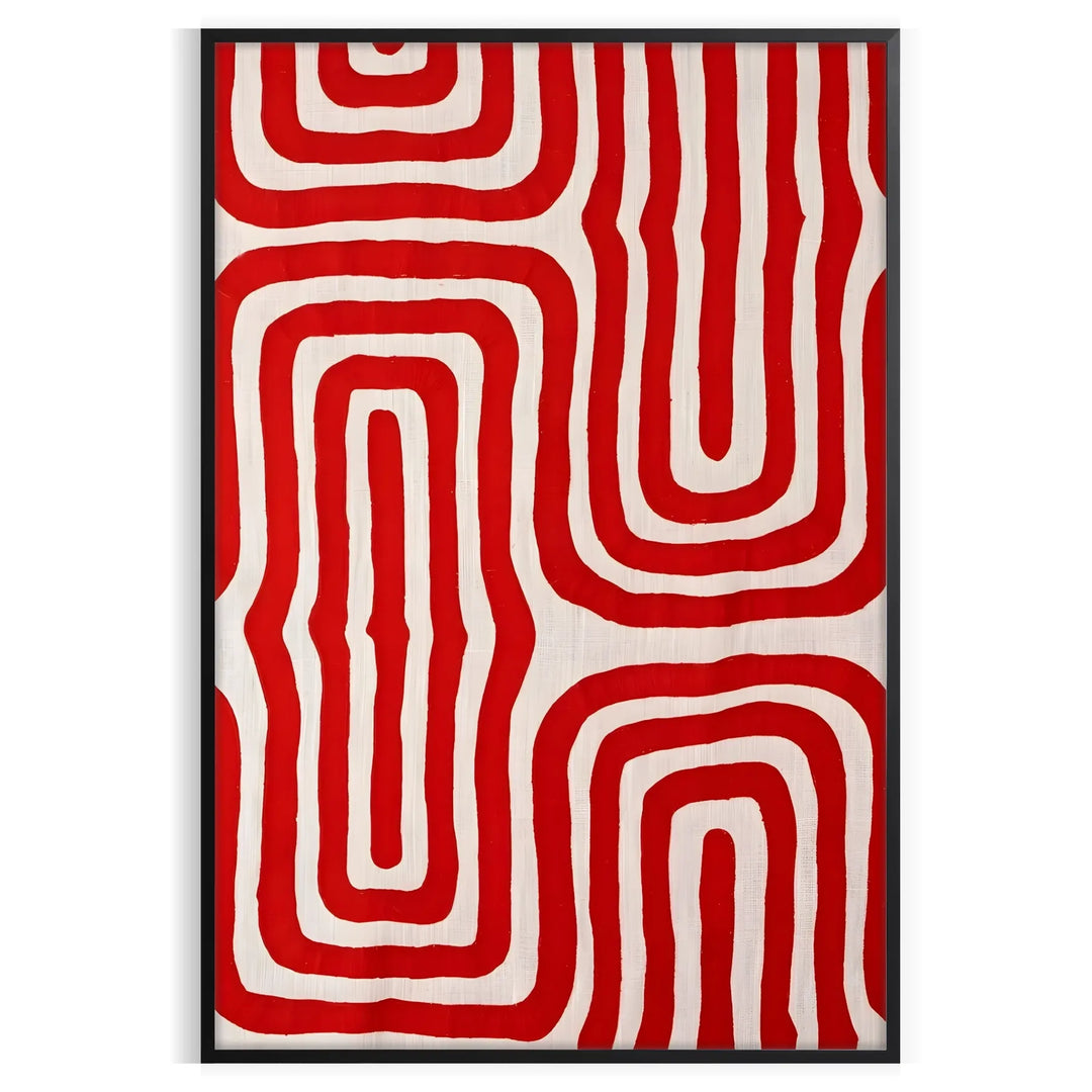 Abstract space scene with bold orange and red tones - in a black frame